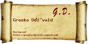 Gresko Dévald névjegykártya